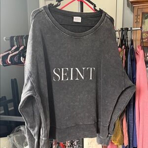 SEINT Women's Black cropped Sweatshirt